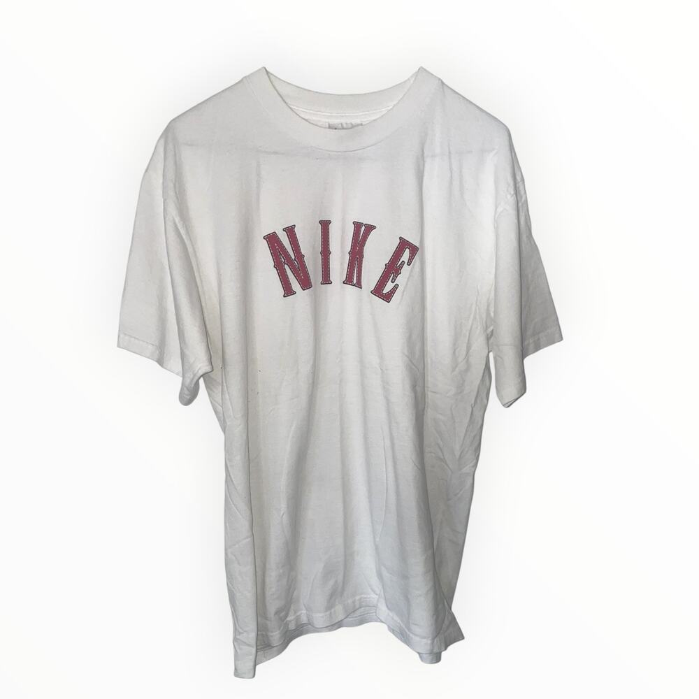 Nike White with red lettering  Logo Shirt | Size M | Euc